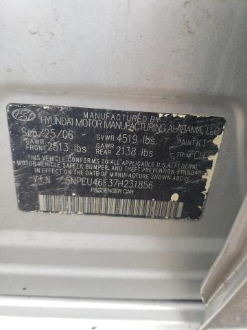 2007 Hyundai Sonata Se VIN: 5NPEU46F37H231856 Lot: 63341774