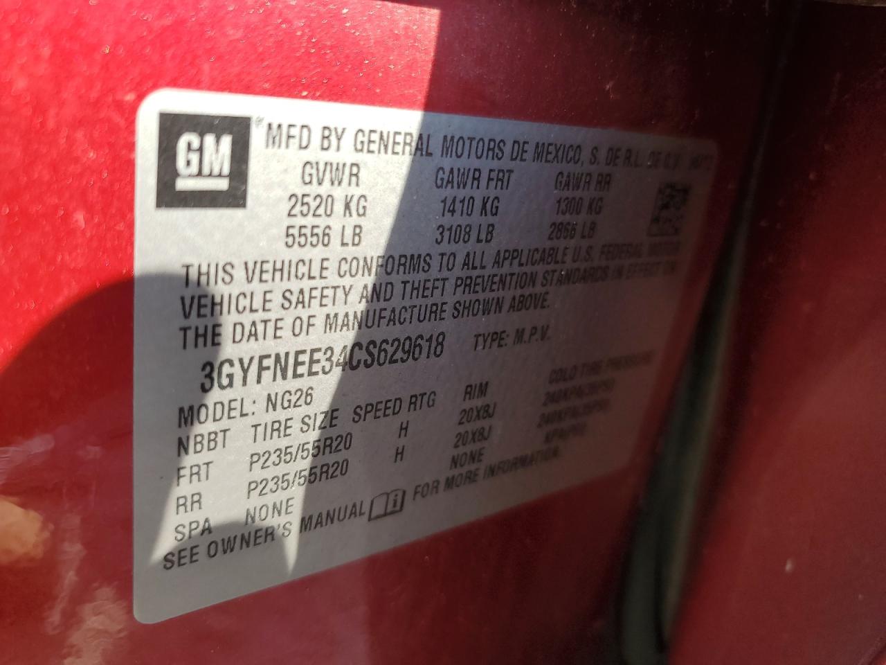 3GYFNEE34CS629618 2012 Cadillac Srx Performance Collection