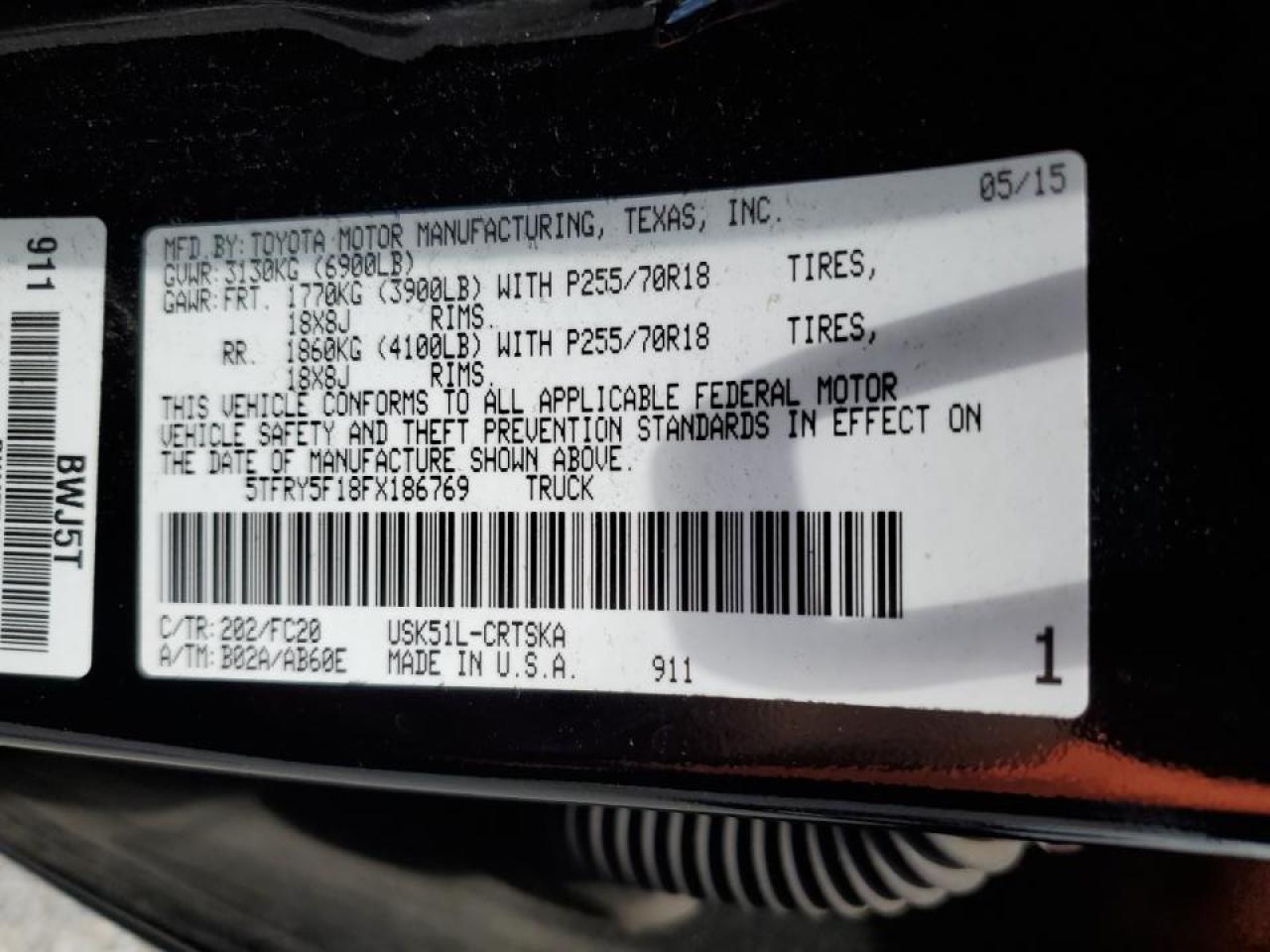 5TFRY5F18FX186769 2015 Toyota Tundra Double Cab Sr/Sr5