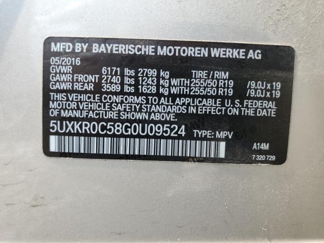 VIN 5UXKR0C58G0U09524 2016 BMW X5, Xdrive35I no.12