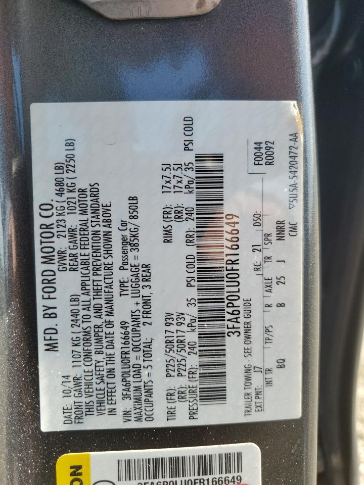 3FA6P0LU0FR166649 2015 Ford Fusion Se Hybrid