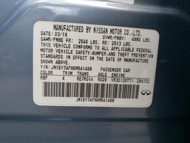 2019 Infiniti Q50 Luxe VIN: JN1EV7APXKM541468 Lot: 61224124