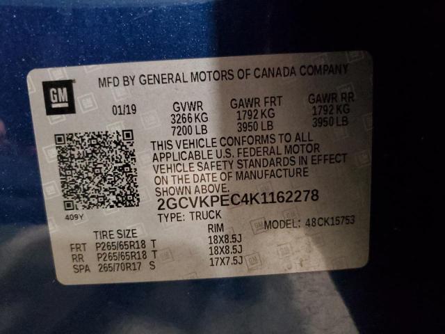 2019 CHEVROLET SILVERADO2 2GCVKPEC4K1162278
