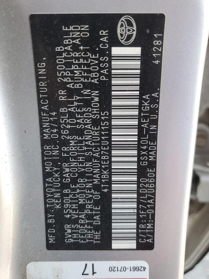 4T1BK1EB7EU111515 2014 Toyota Avalon Base