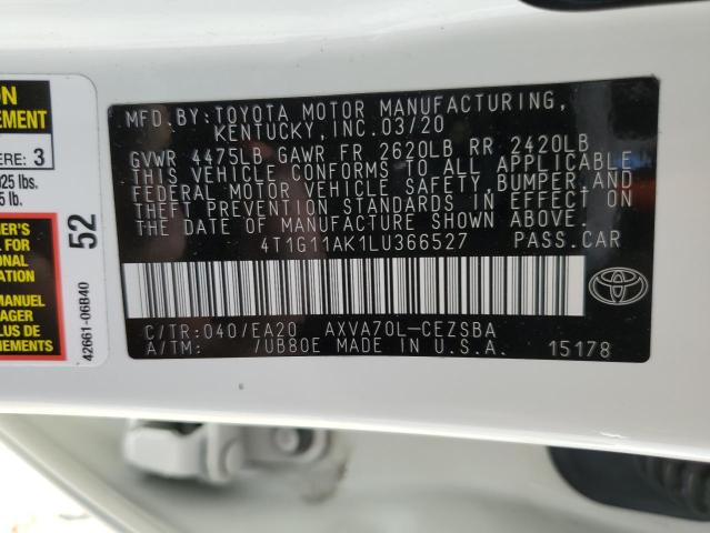 VIN 4T1G11AK1LU366527 2020 Toyota Camry, SE no.12