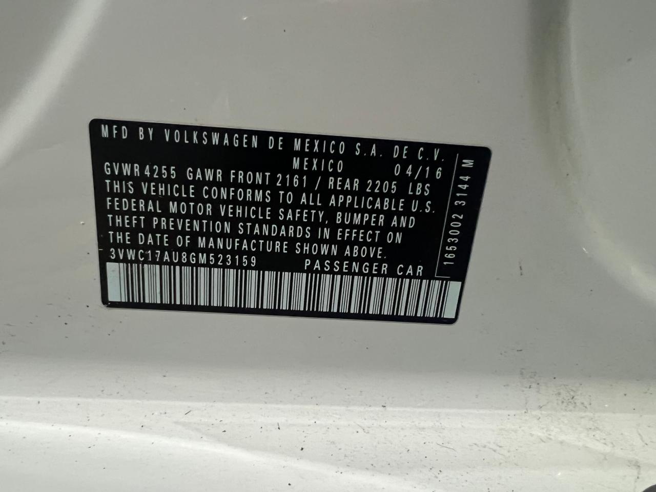 3VWC17AU8GM523159 2016 Volkswagen Golf Sportwagen S