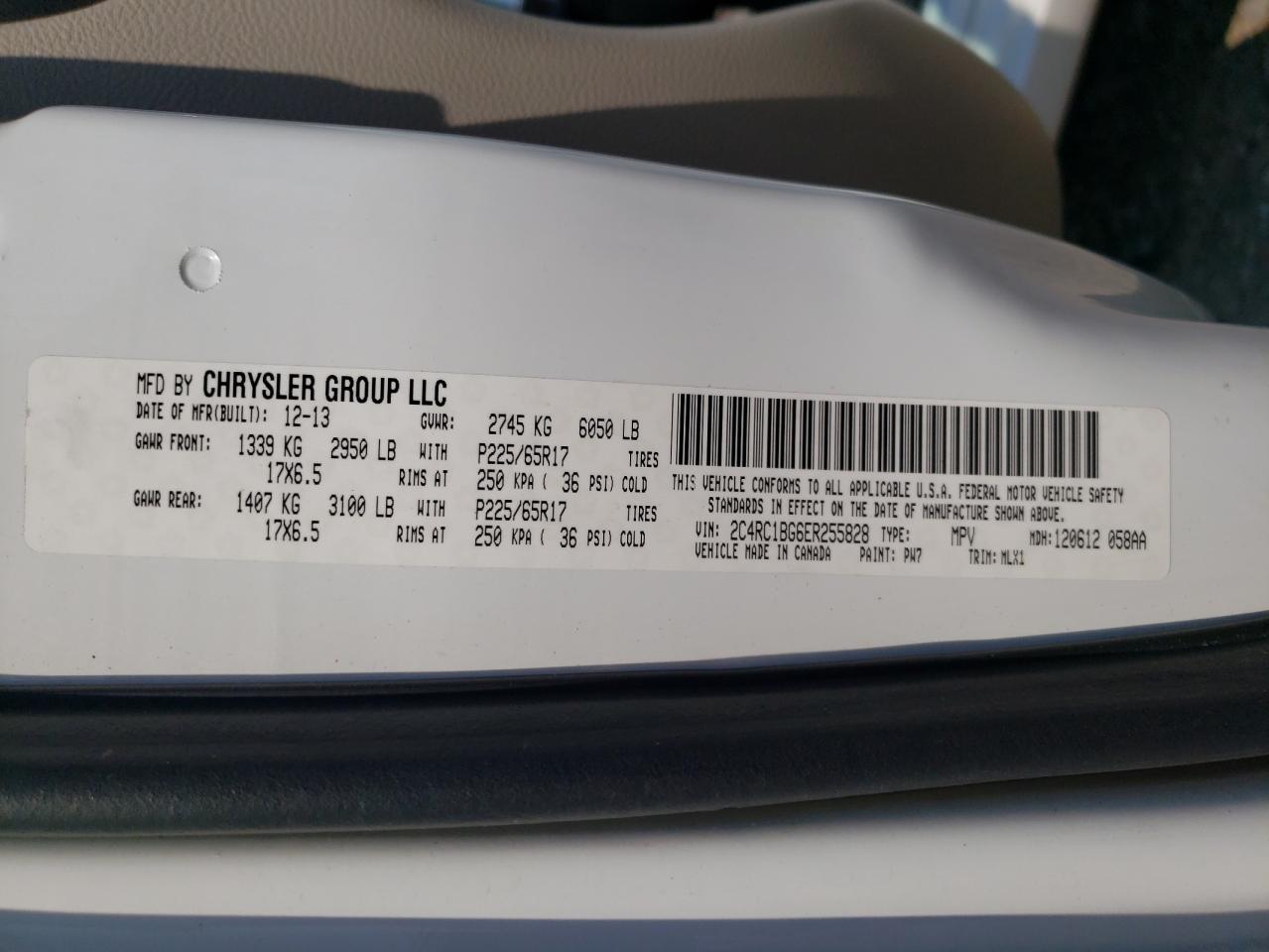 2C4RC1BG6ER255828 2014 Chrysler Town & Country Touring