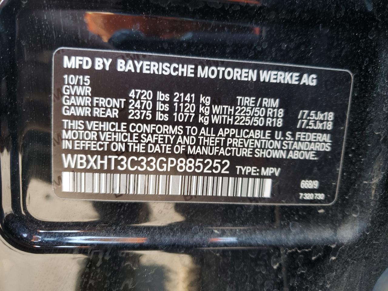 WBXHT3C33GP885252 2016 BMW X1 xDrive28I