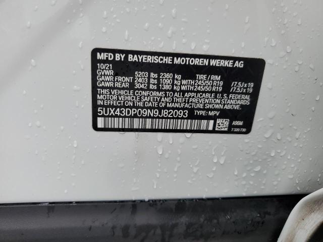 2022 BMW X3 Sdrive30I VIN: 5UX43DP09N9J82093 Lot: 62547274
