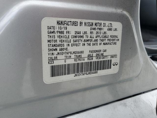 2020 Infiniti Q50 Pure VIN: JN1EV7AP6LM204460 Lot: 61420864