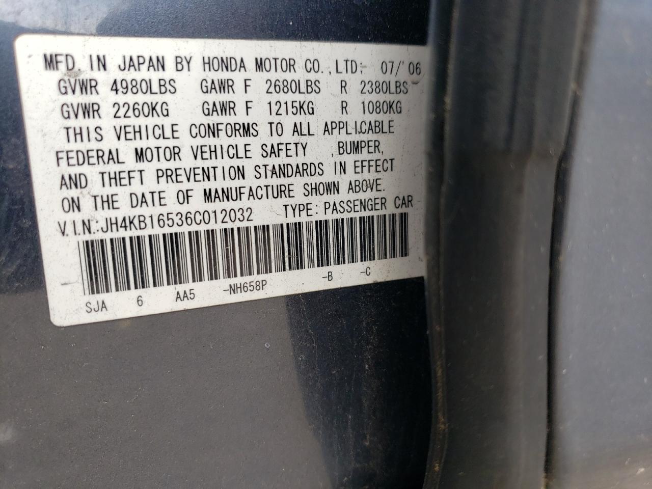 JH4KB16536C012032 2005 Acura Rl