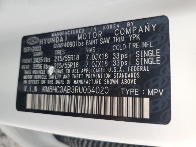 2024 Hyundai Kona Sel VIN: KM8HC3AB3RU054020 Lot: 63061784