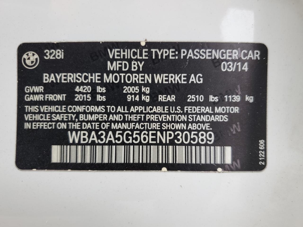 WBA3A5G56ENP30589 2014 BMW 328 I
