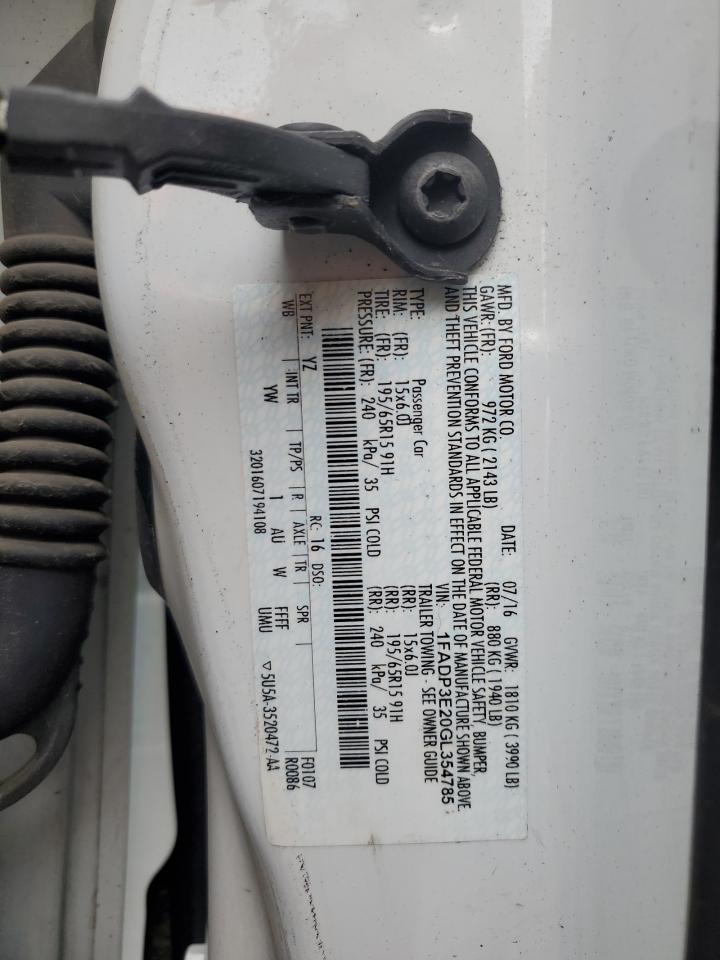 1FADP3E20GL354785 2016 Ford Focus S