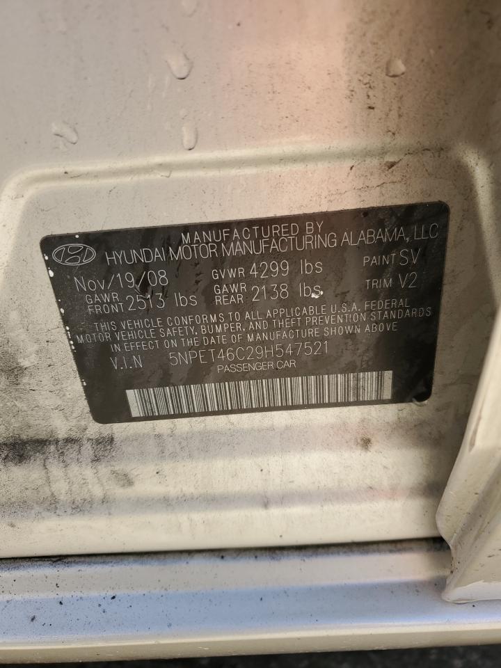 5NPET46C29H547521 2009 Hyundai Sonata Gls