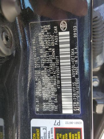 VIN 4T1BF1FK2DU715071 2013 Toyota Camry, L no.12