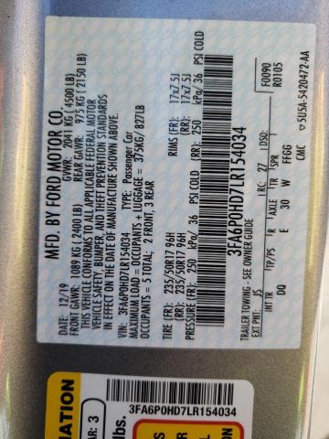 VIN 3FA6P0HD7LR154034 2020 Ford Fusion, SE no.12