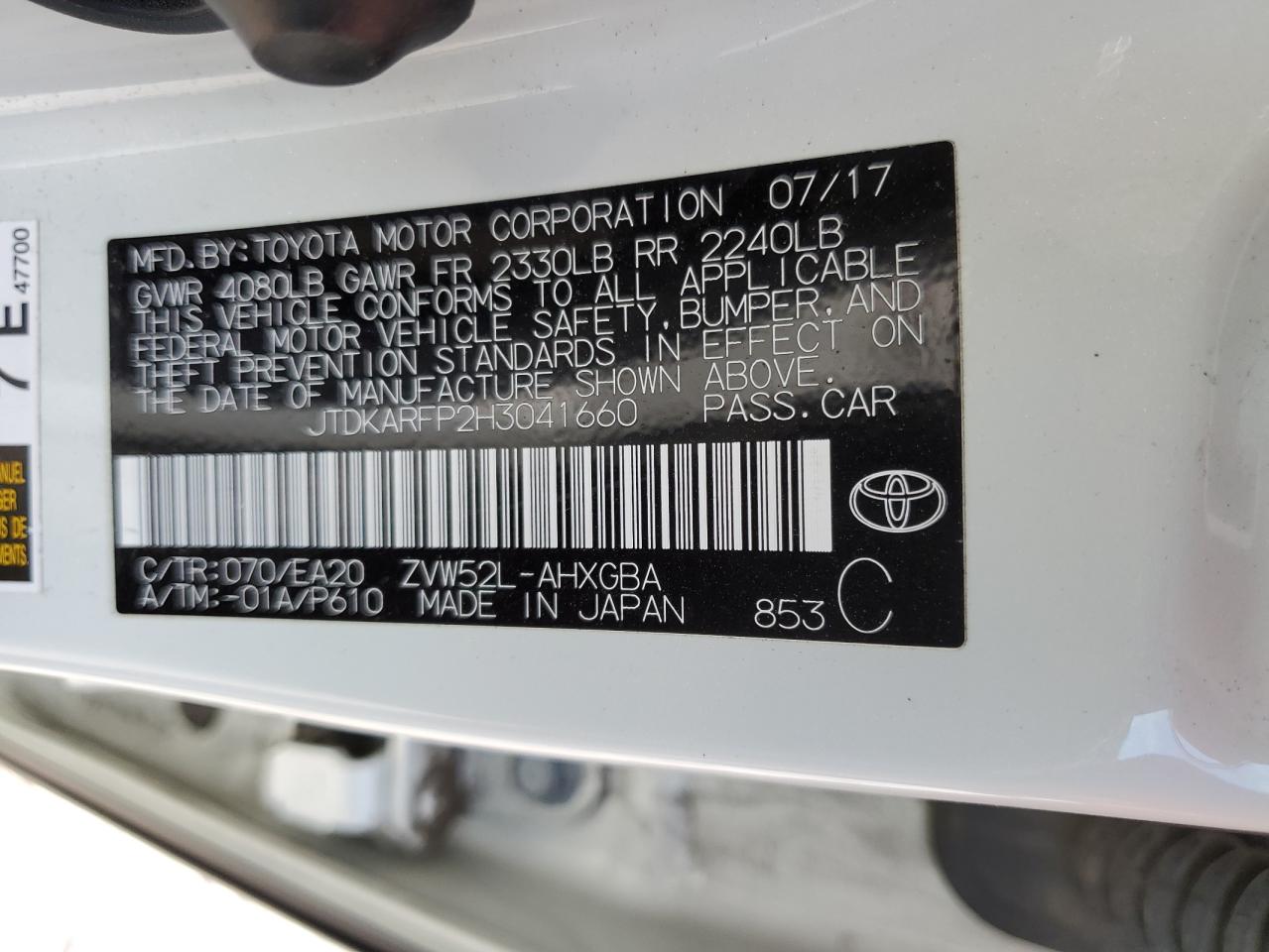 JTDKARFP2H3041660 2017 Toyota Prius Prime