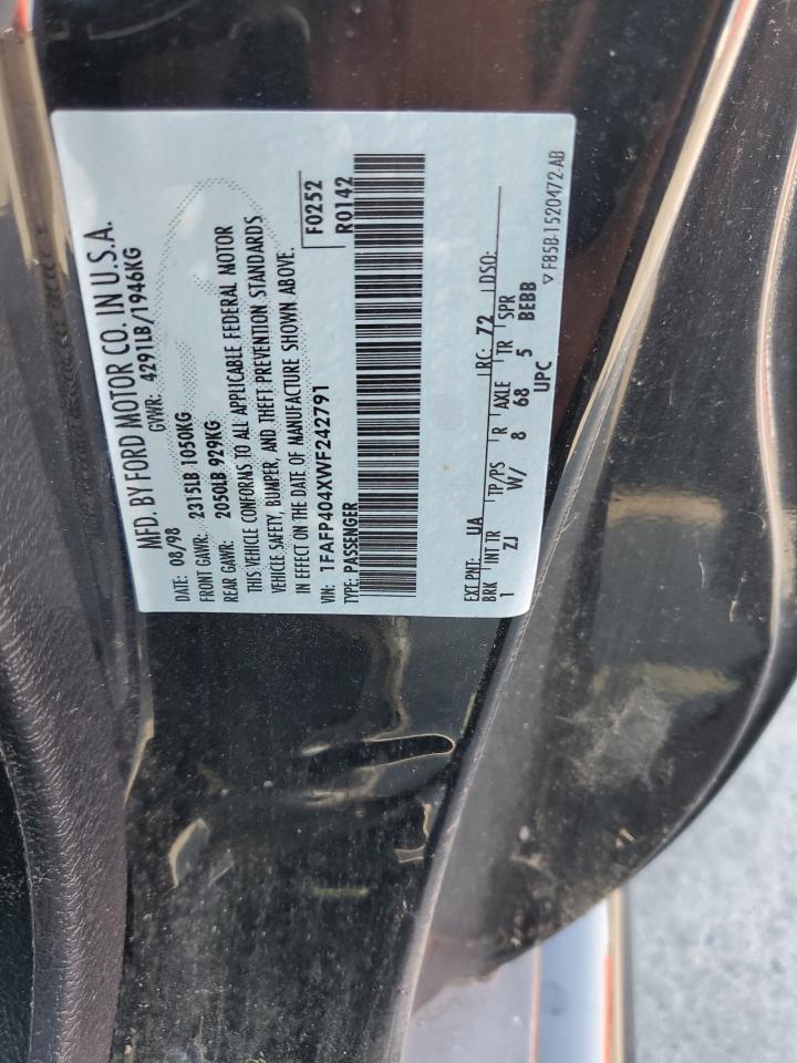 1FAFP404XWF242791 1998 Ford Mustang