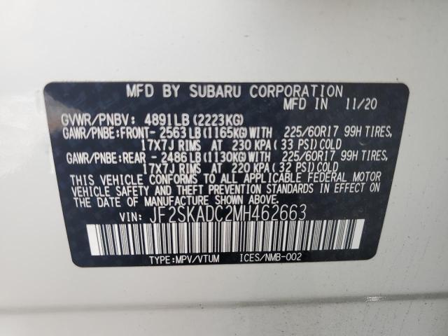 2021 Subaru Forester VIN: JF2SKADC2MH462663 Lot: 61216524