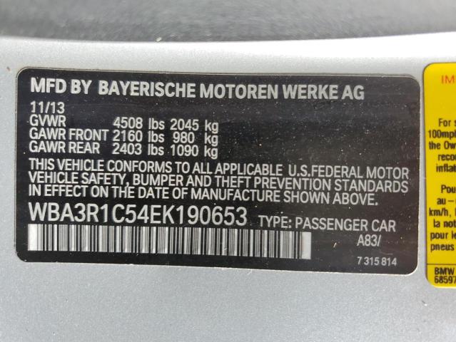 VIN WBA3R1C54EK190653 2014 BMW 4 Series, 435 I no.12