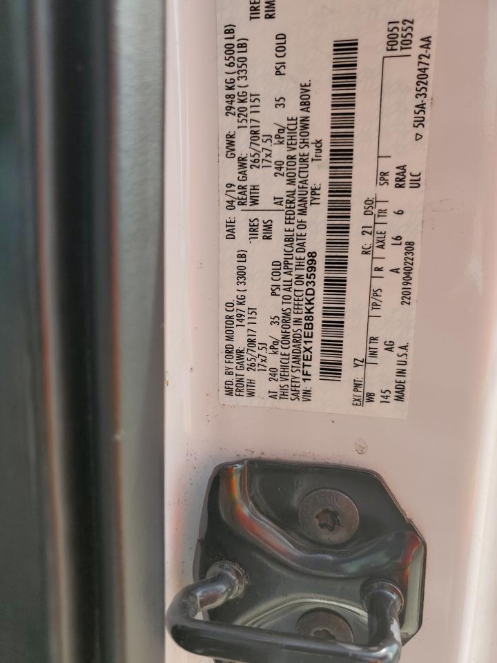 1FTEX1EB8KKD35998 2019 Ford F150 Super Cab