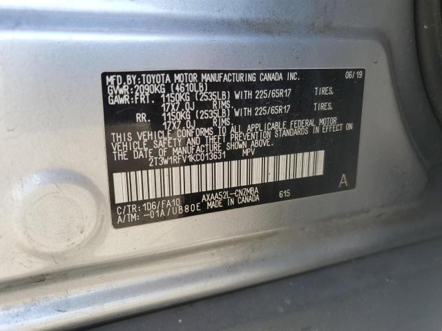 VIN 2T3W1RFV1KC013631 2019 Toyota RAV4, Xle no.13