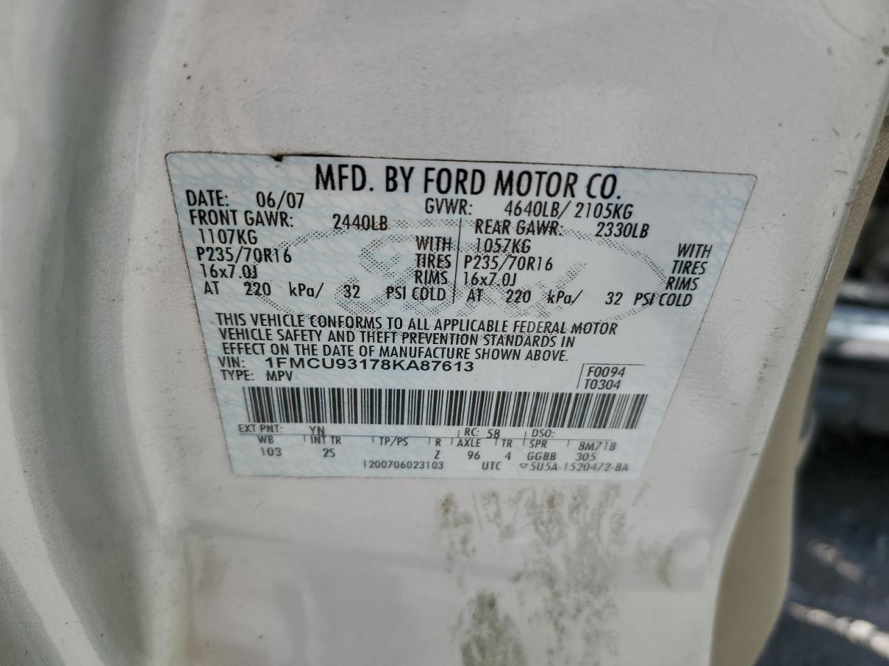 1FMCU93178KA87613 2008 Ford Escape Xlt