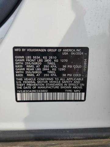 2024 VOLKSWAGEN ATLAS CROS - 1V2JE2CA2RC243602