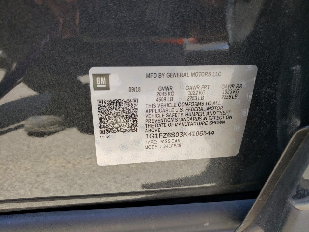 1G1FZ6S03K4106544 2019 Chevrolet Bolt Ev Premier