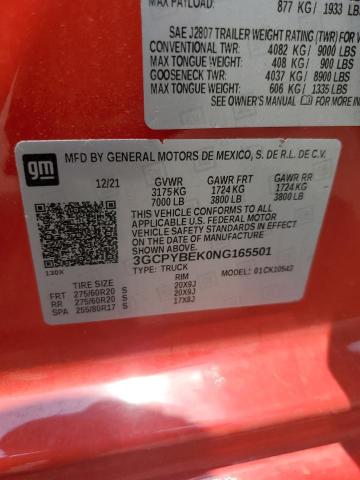 2022 CHEVROLET SILVERADO - 3GCPYBEK0NG165501