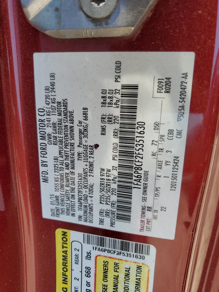 1FA6P8CF2F5351630 2015 Ford Mustang Gt