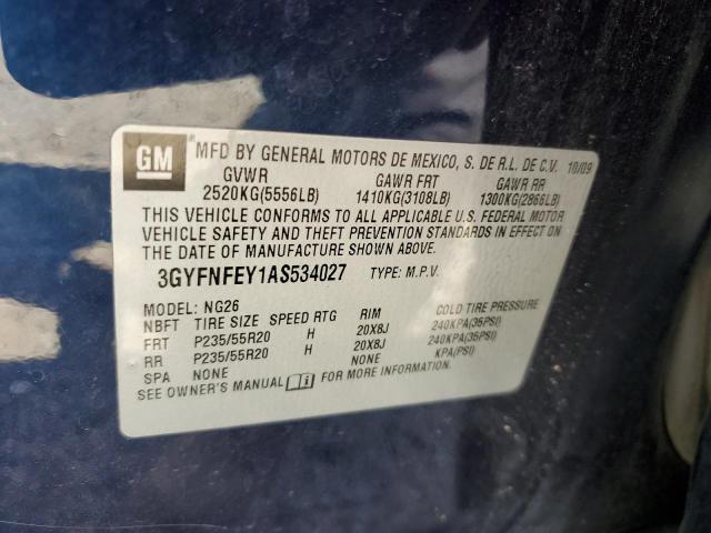 2010 Cadillac Srx Premium Collection VIN: 3GYFNFEY1AS534027 Lot: 60410094