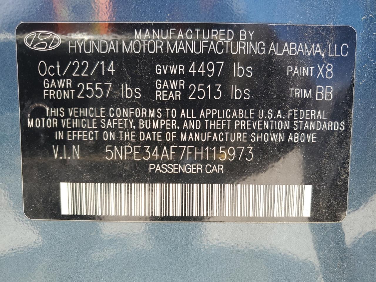 5NPE34AF7FH115973 2015 Hyundai Sonata Sport