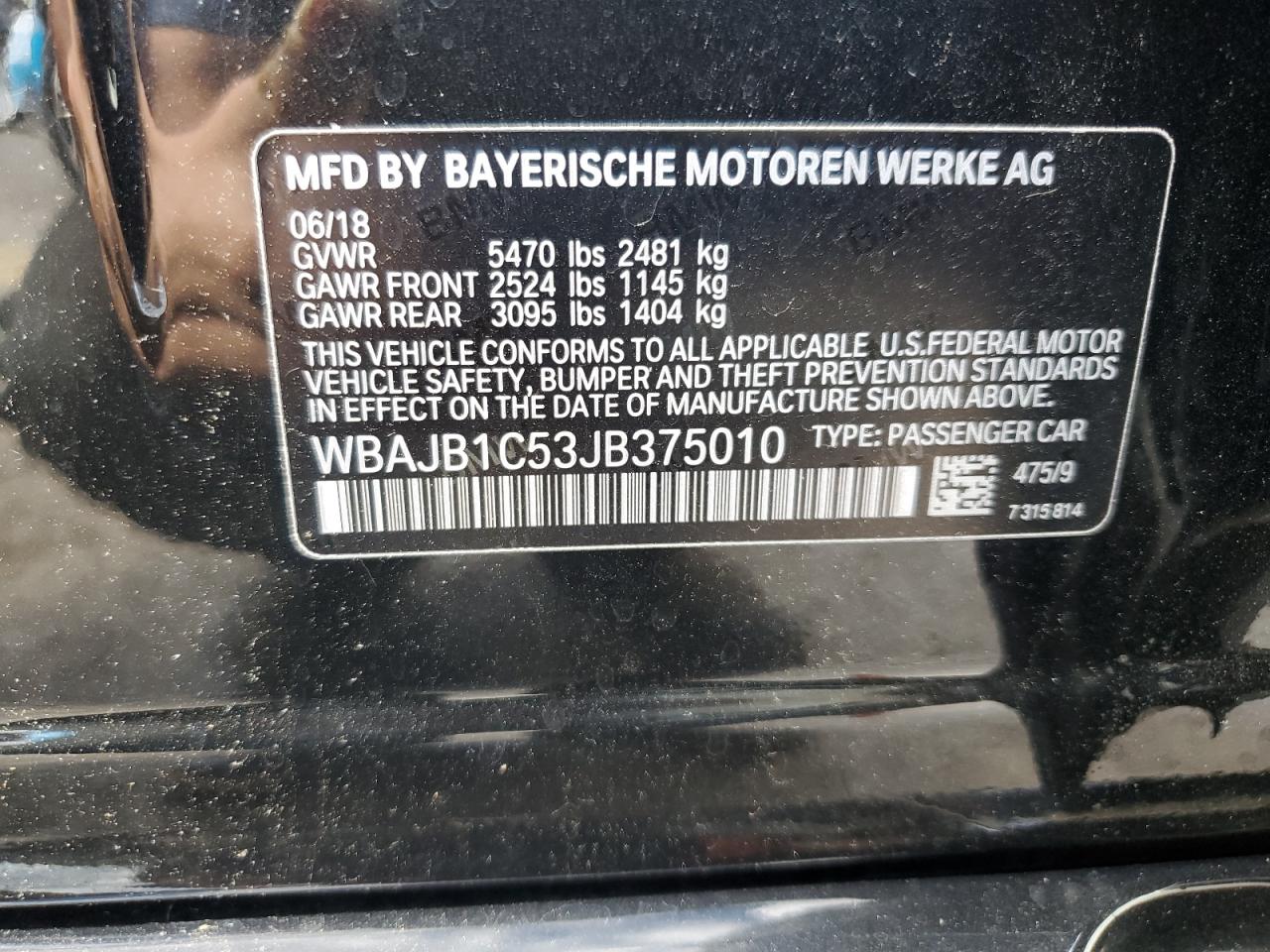 WBAJB1C53JB375010 2018 BMW 530Xe