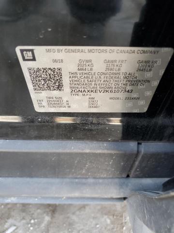 2019 Chevrolet Equinox Lt VIN: 2GNAXKEV2K6107343 Lot: 62444284