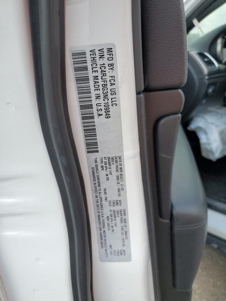 1C4RJFBG3NC109849 2022 Jeep Grand Cherokee Limited