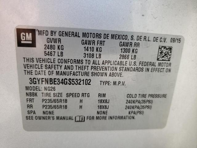 2016 Cadillac Srx Luxury Collection VIN: 3GYFNBE34GS532102 Lot: 61554554