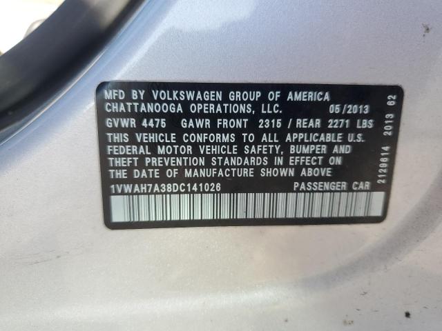 2013 Volkswagen Passat S VIN: 1VWAH7A38DC141026 Lot: 59490634