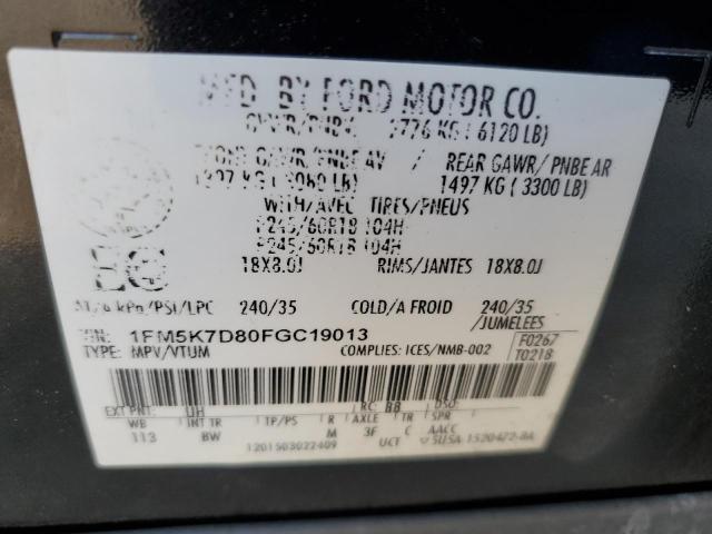 2015 FORD EXPLORER X - 1FM5K7D80FGC19013