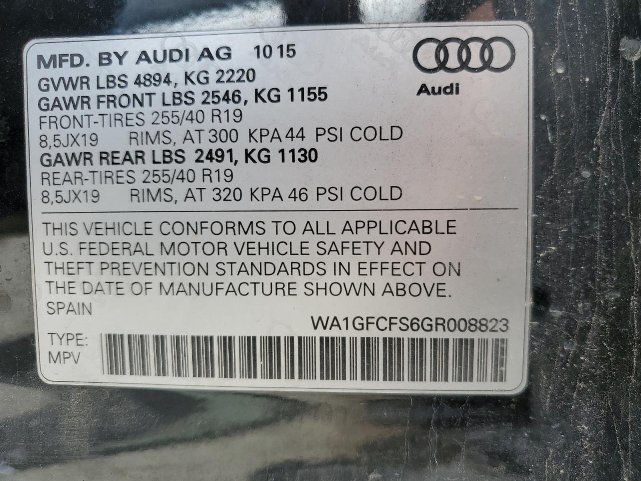 WA1GFCFS6GR008823 2016 Audi Q3 Prestige