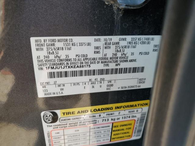 2019 Ford Expedition Xlt VIN: 1FMJU1JTXKEA88175 Lot: 61293044