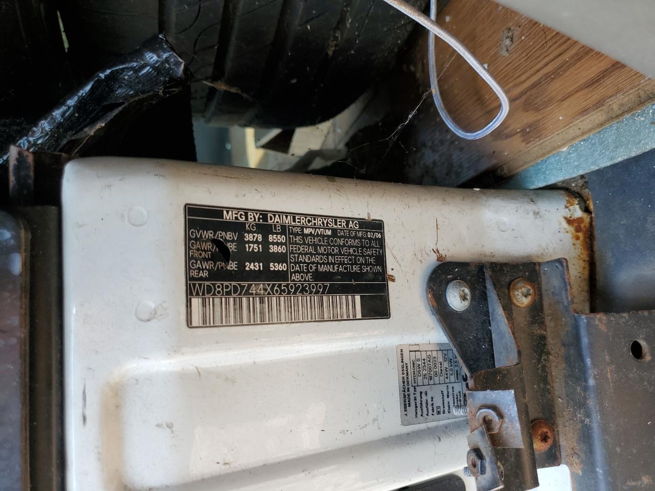 WD8PD744X65923997 2006 Dodge Sprinter 2500