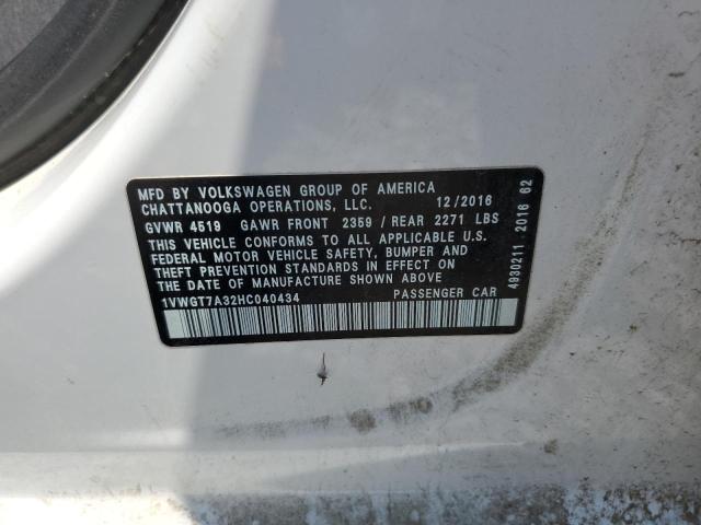 2017 VOLKSWAGEN PASSAT SE - 1VWGT7A32HC040434