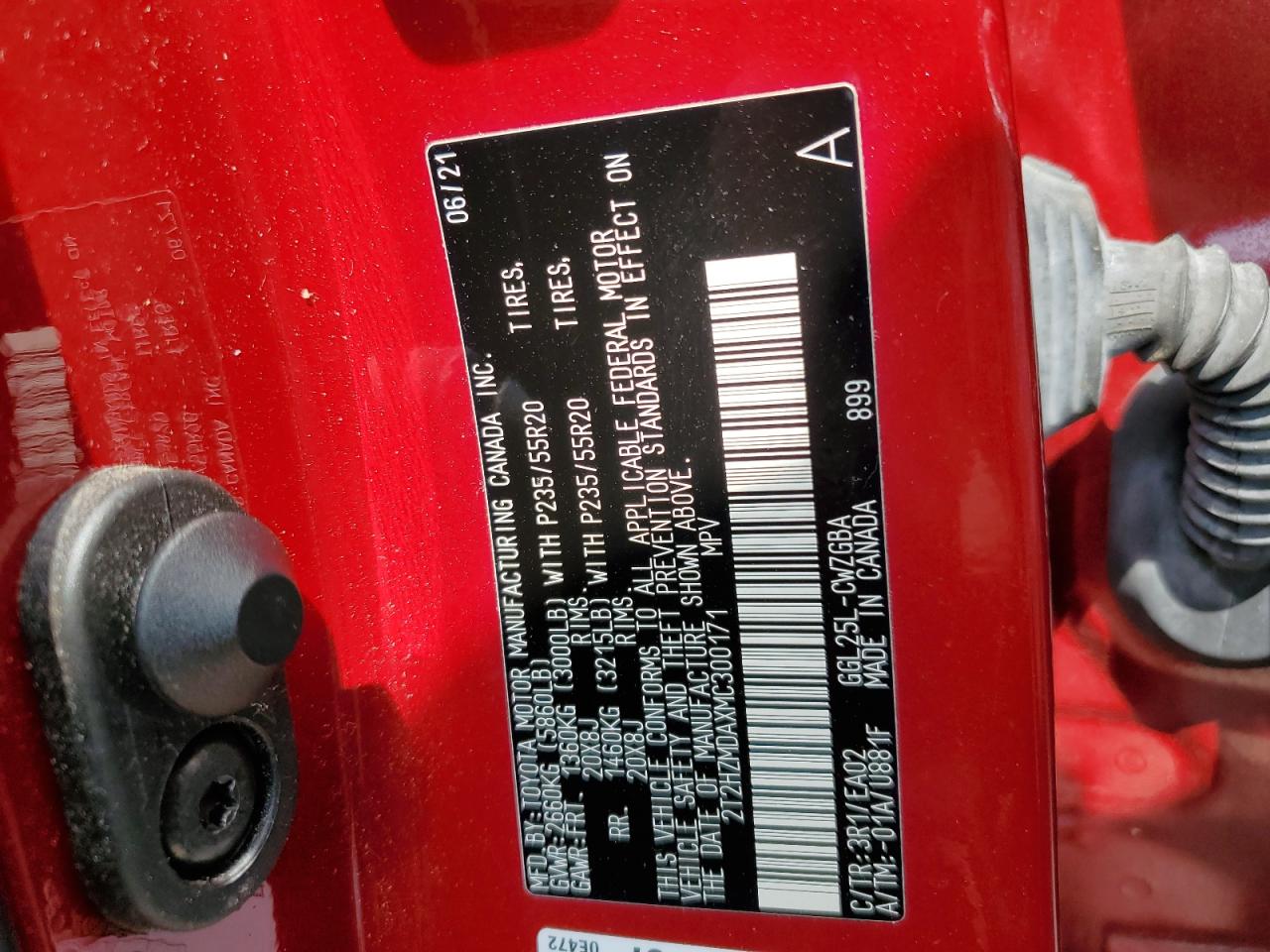 2T2HZMDAXMC300171 2021 Lexus Rx 350