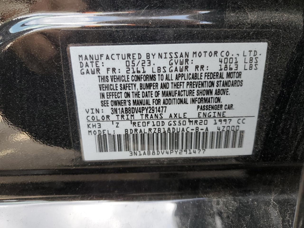 3N1AB8DV4PY291477 2023 Nissan Sentra Sr