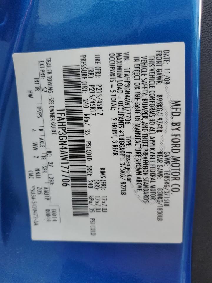 1FAHP3GN4AW177706 2010 Ford Focus Ses