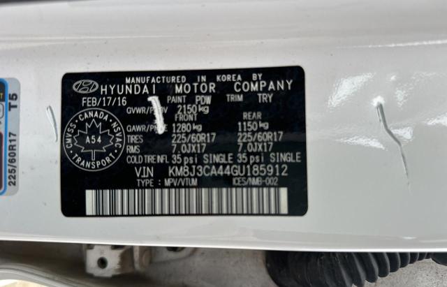 2016 Hyundai Tucson Limited VIN: KM8J3CA44GU185912 Lot: 62040424