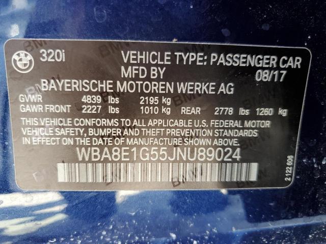 2018 BMW 320 I VIN: WBA8E1G55JNU89024 Lot: 60711814