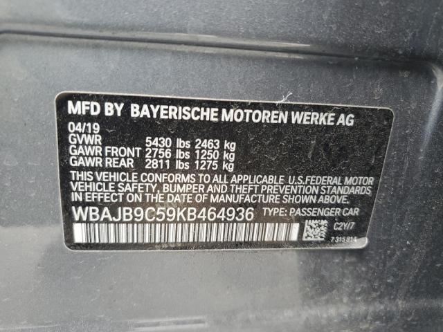 VIN WBAJB9C59KB464936 2019 BMW 5 Series, M550XI no.12